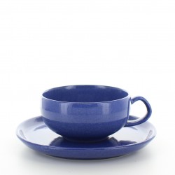 Tasse plate et sous-tasse Bleue
