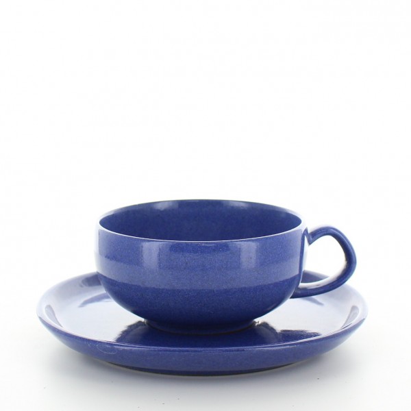 Tasse plate et sous-tasse Bleue